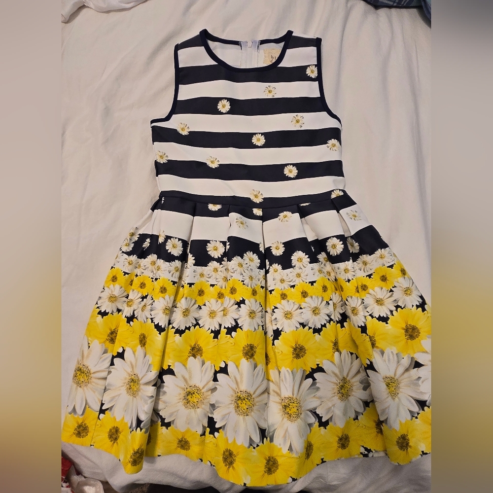 Striped Floral Dress with Daisies